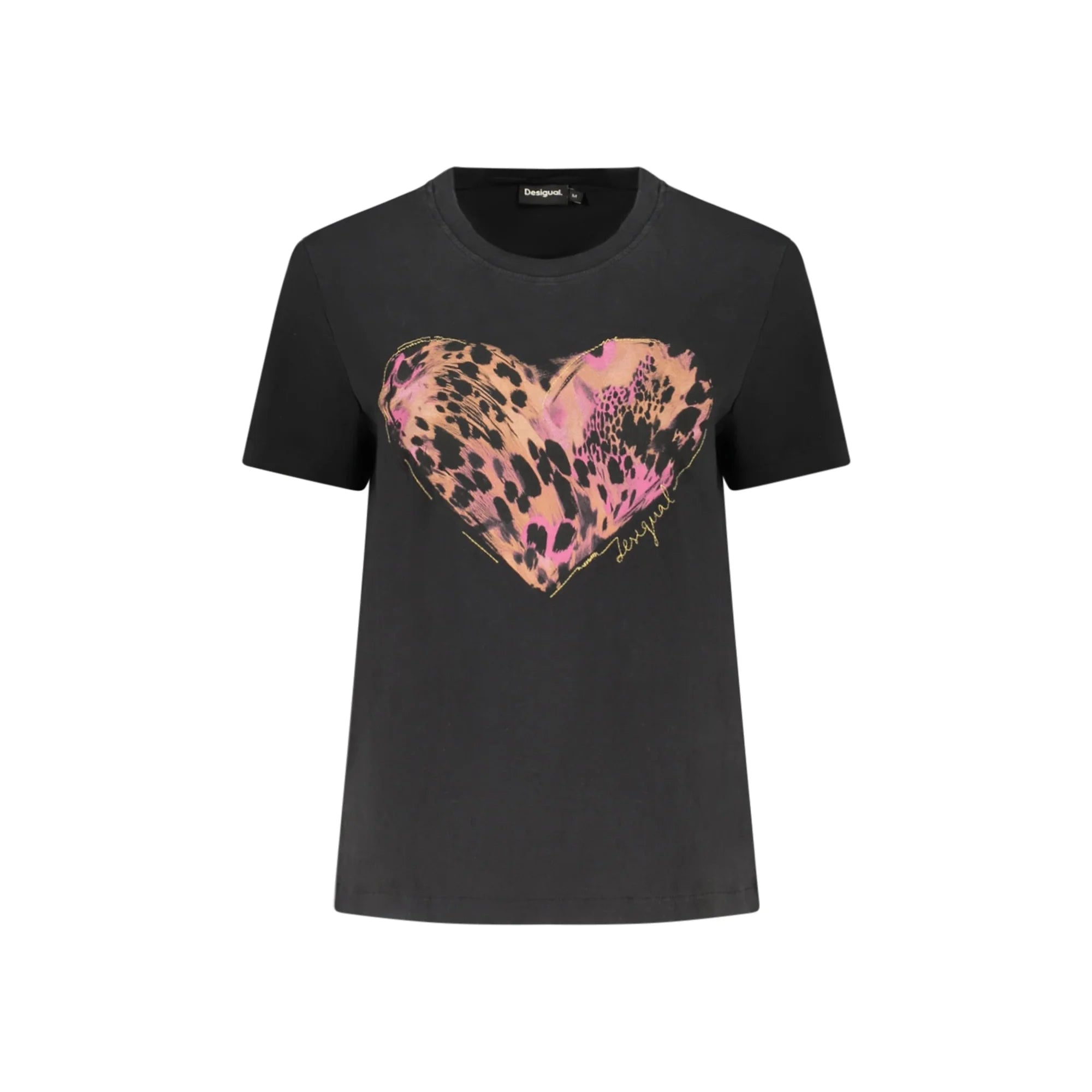 DESIGUAL T-SHIRT MANICHE CORTE DONNA NERO