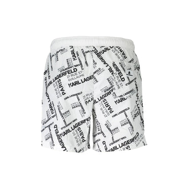 Karl Lagerfeld Beachwear Costume da Mare Uomo Bianco con Logo - vista 2