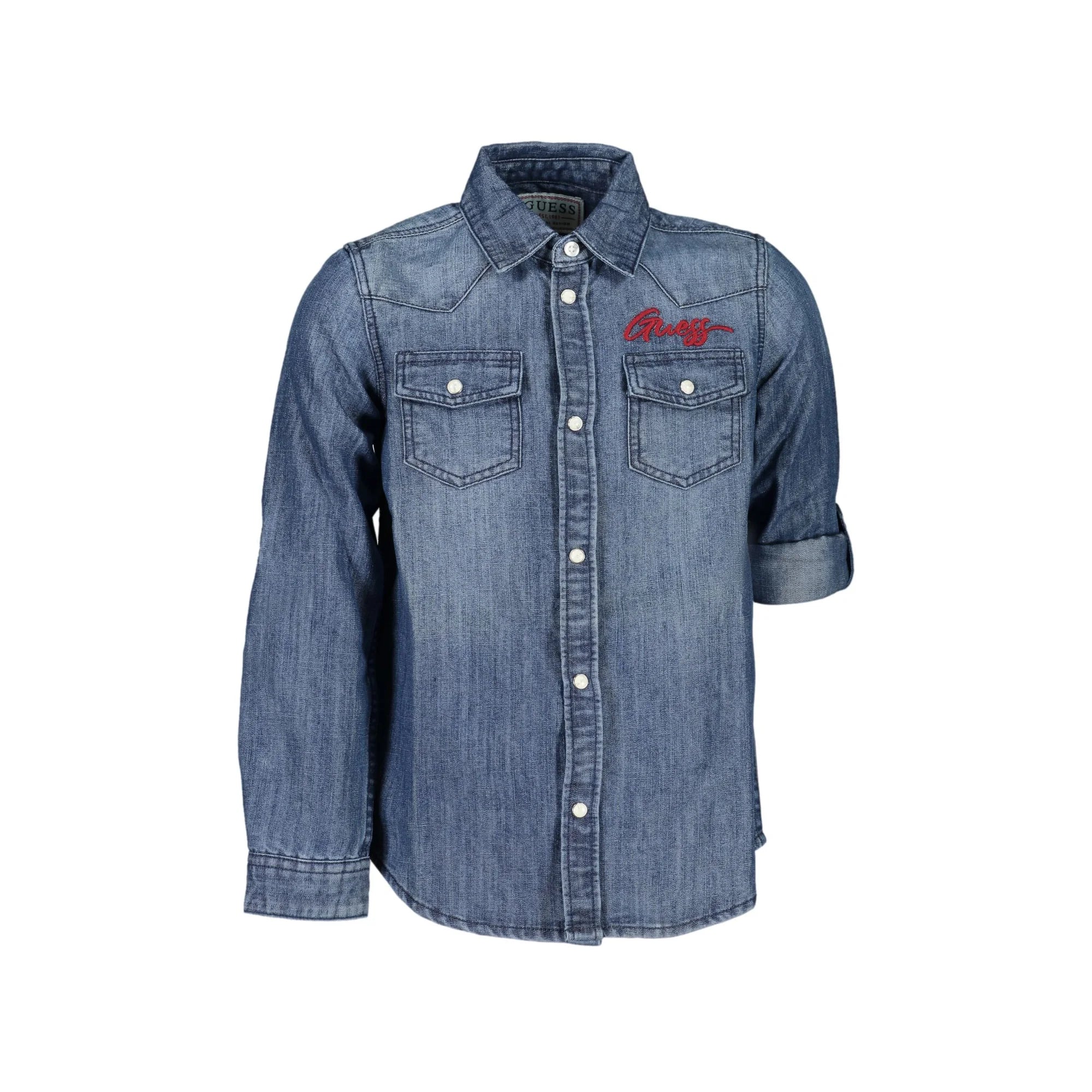 Guess Jeans Camicia Maniche Lunghe Bambina Blu Ricamo Camicie bambino - foto prodotto