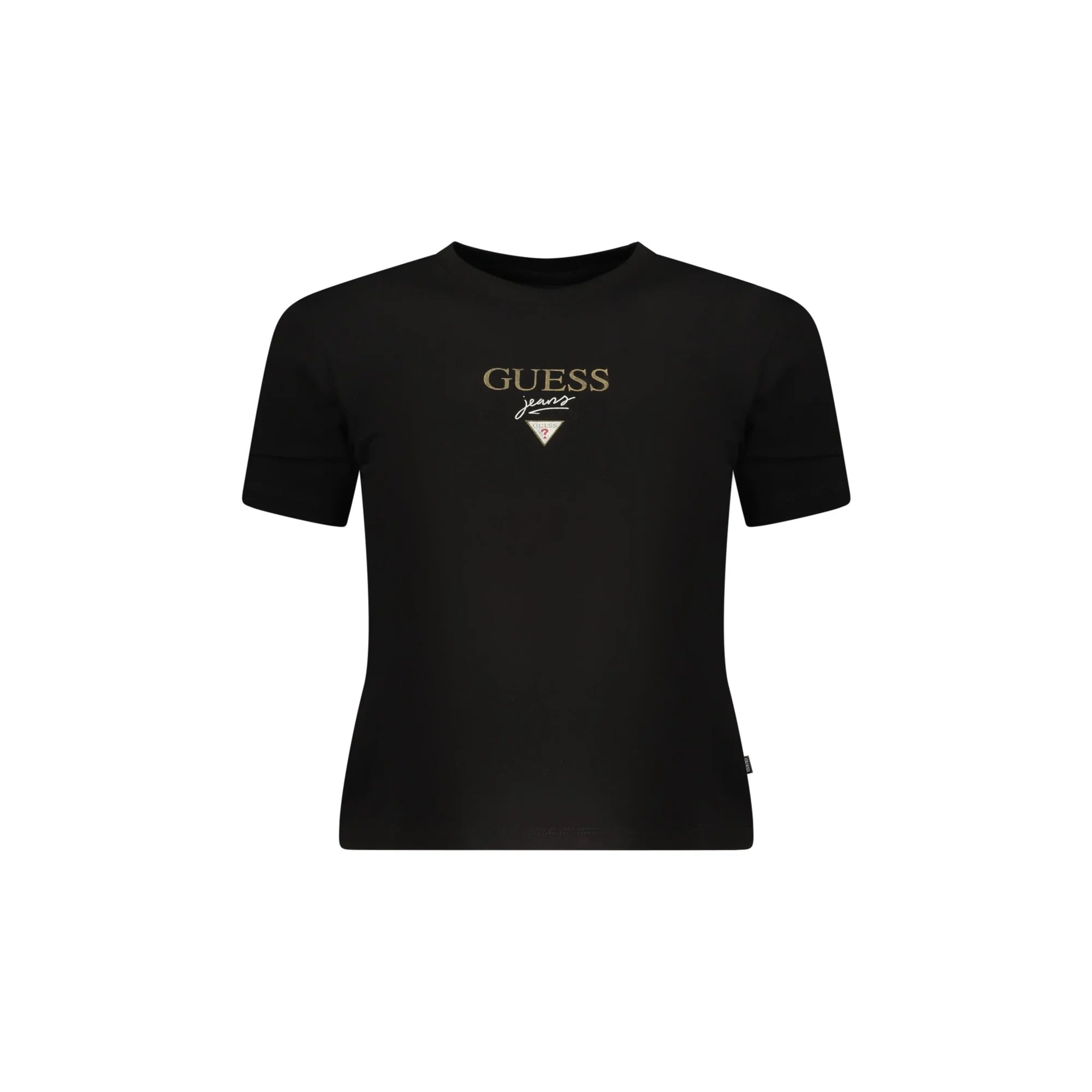 GUESS JEANS T-SHIRT MANICHE CORTE DONNA NERO
