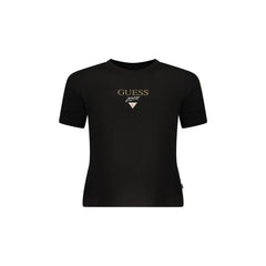 Guess vaqueros camiseta Manga Corta Mujer Negra Estampado Logo