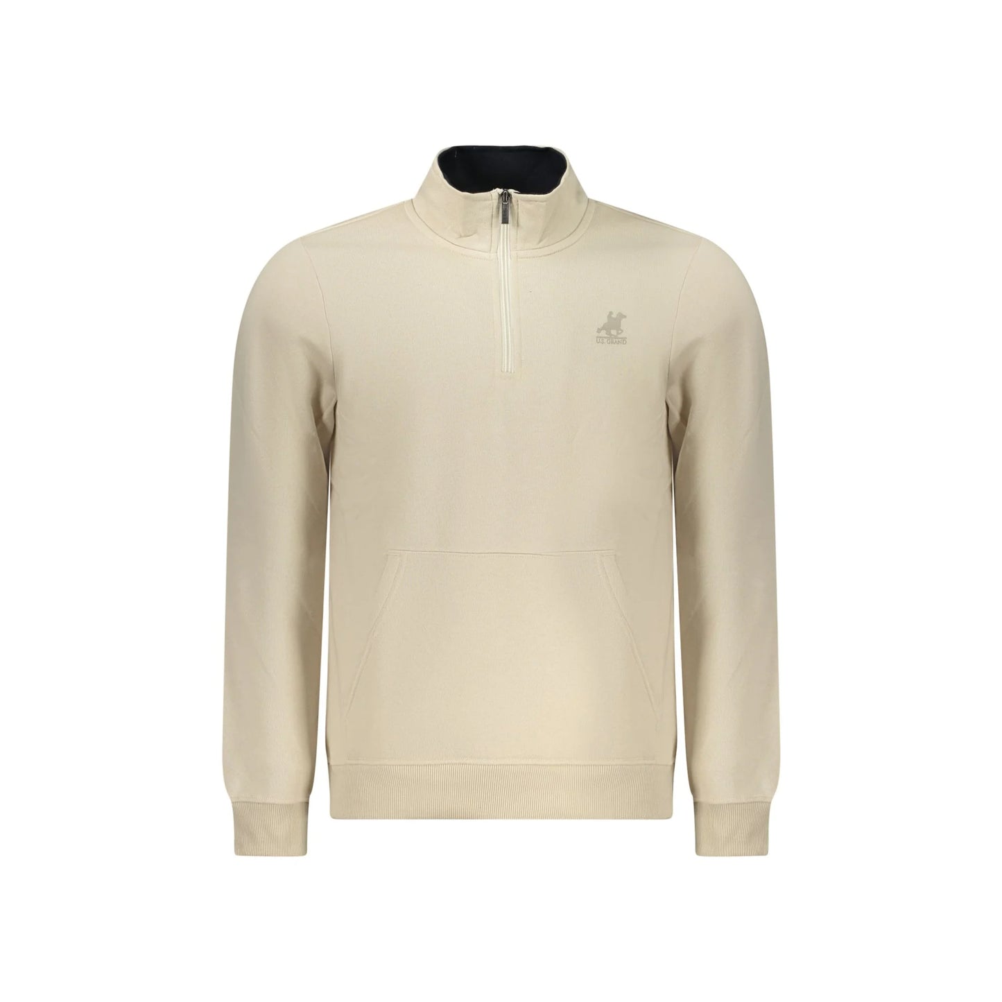 U.S. Grand Felpa Uomo Beige Mezza Zip Felpata Logo Felpe - foto prodotto