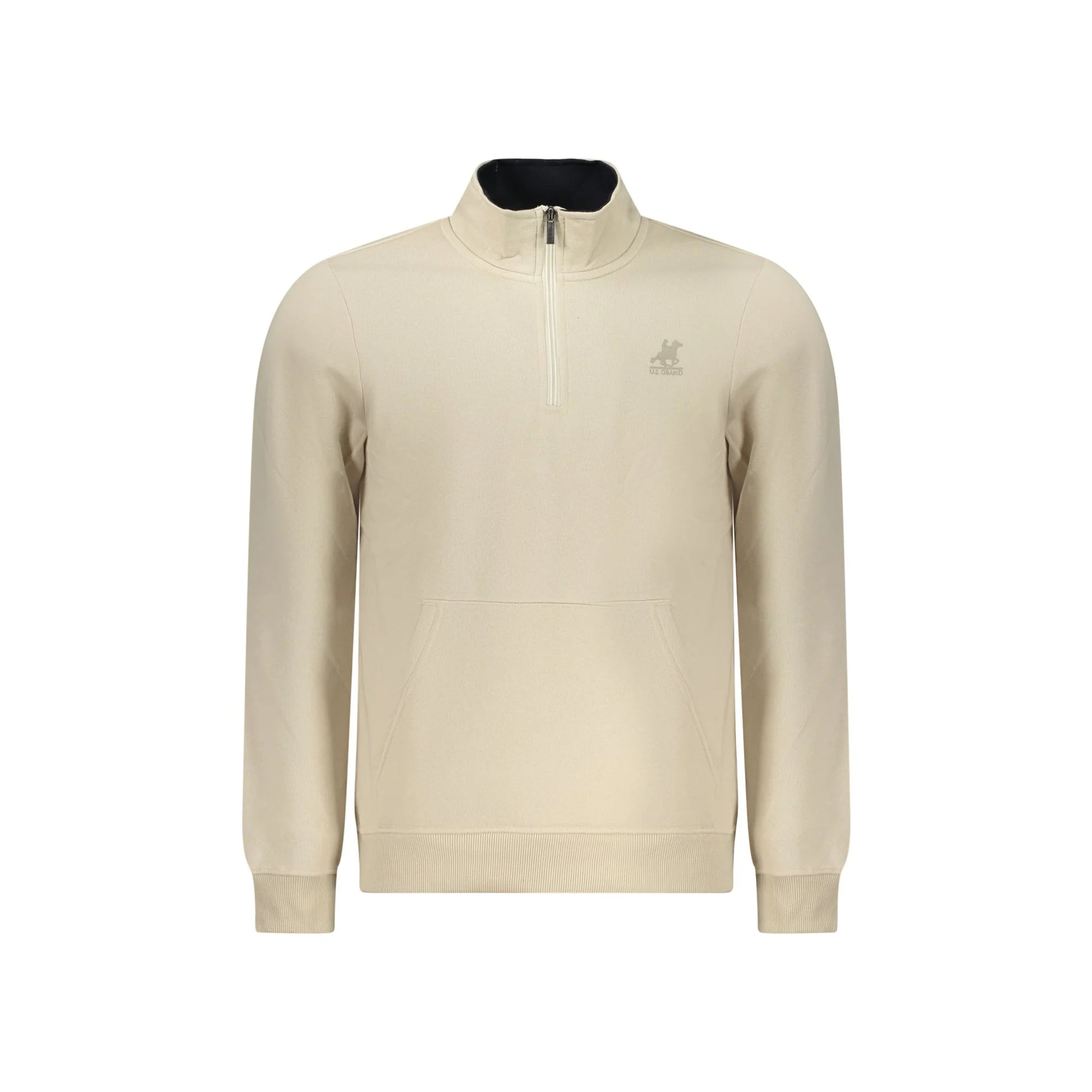 U.S. Grand Felpa Uomo Beige Mezza Zip Felpata Logo Felpe - foto prodotto