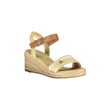Tommy Hilfiger Sandali Pelle Sandali Donna Beige Tacco 7 cm Logo - vista 2