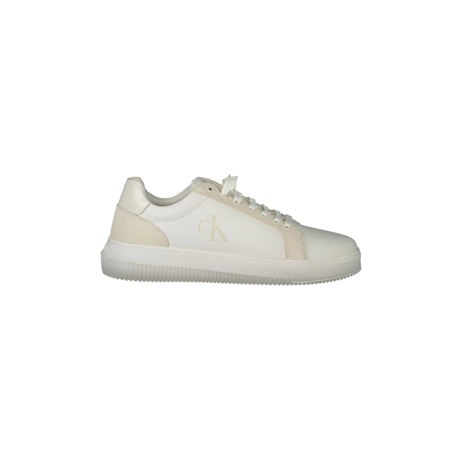 CALVIN KLEIN Scarpe Sneakers Uomo Bianche con Stampa e Dettagli a Contrasto Bianco - foto prodotto