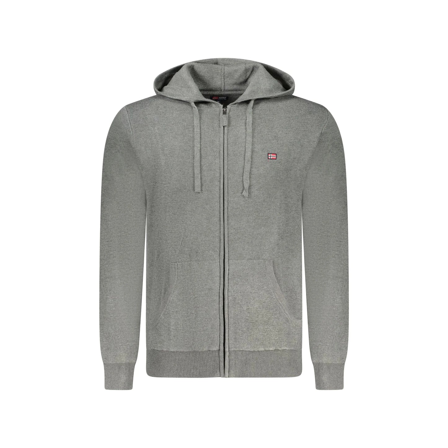 Norway 1963 Cardigan Uomo Grigio con Cappuccio Zip Tasche Ricamo Logo Maglie - foto prodotto