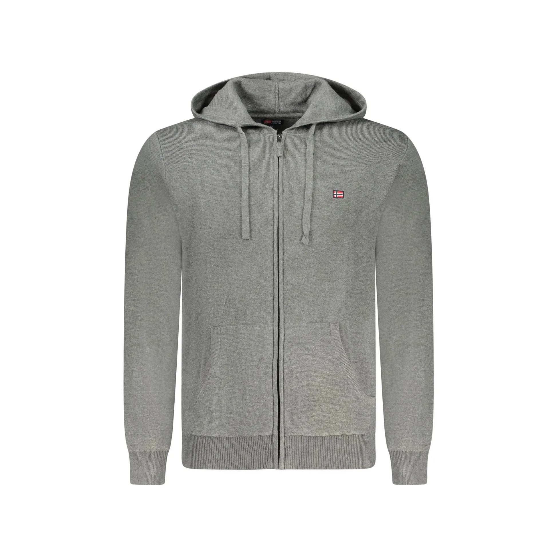 Norway 1963 Cardigan Uomo Grigio con Cappuccio Zip Tasche Ricamo Logo Maglie - foto prodotto