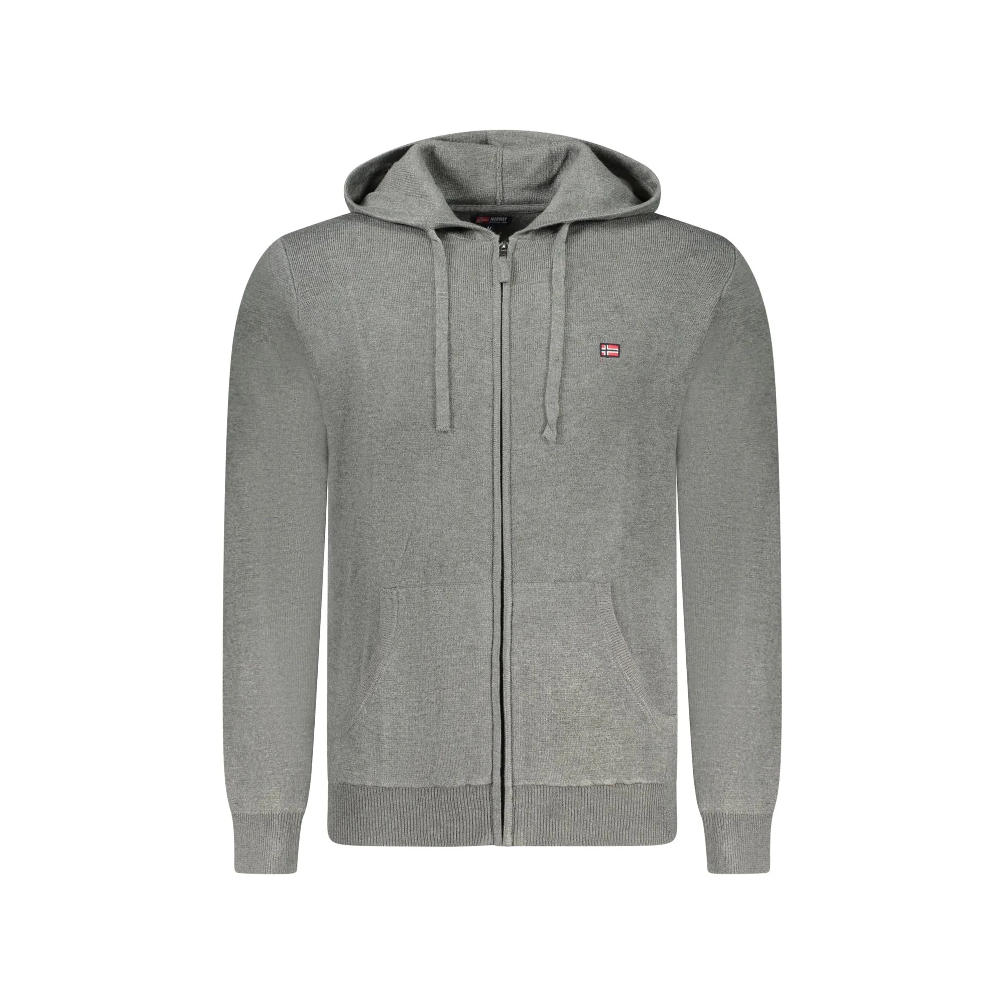 Norway 1963 Cardigan Uomo Grigio con Cappuccio Zip Tasche Ricamo Logo Maglie - foto prodotto
