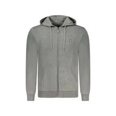 Norway 1963 Cardigan Uomo Grigio con Cappuccio Zip Tasche Ricamo Logo