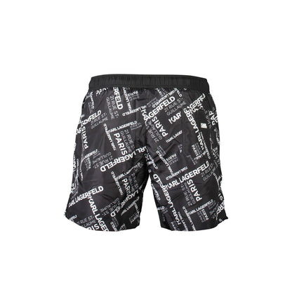 Karl Lagerfeld Beachwear Costume da Mare Uomo Nero con Logo - vista 2
