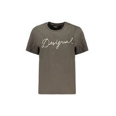 Desigual T-Shirt Maniche Corte Donna Grigia Ricamo Logo