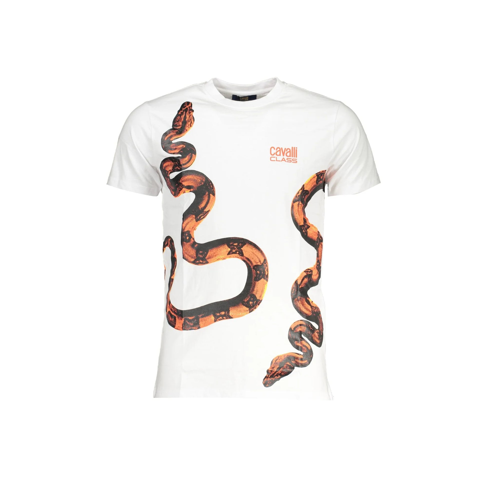 Cavalli Class T-Shirt Maniche Corte Uomo Bianca Stampa Logo Bianco - foto prodotto