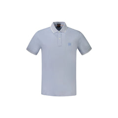 Boss Polo Maniche Corte Uomo Azzurra Ricamo Logo