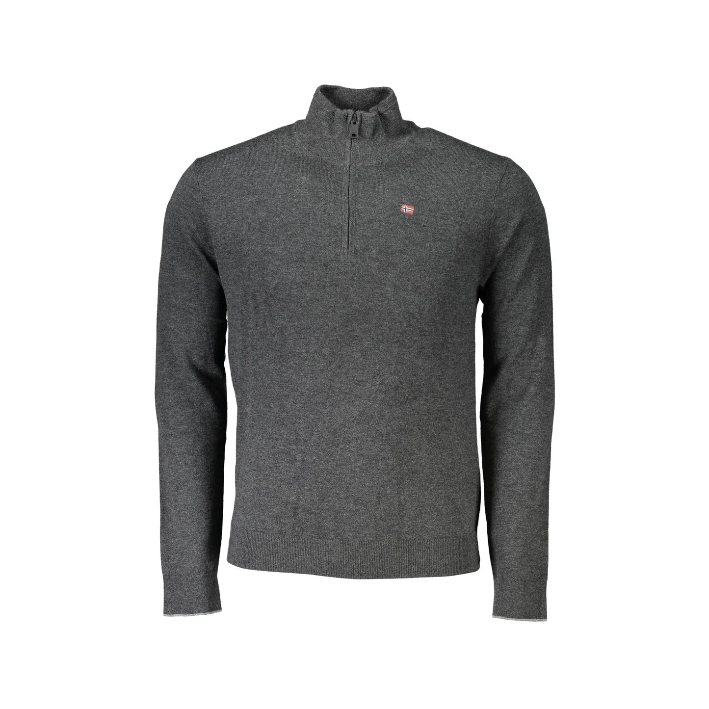 Napapijri Maglione Uomo Grigio Mezzo Zip Ricamo Maglie - foto prodotto