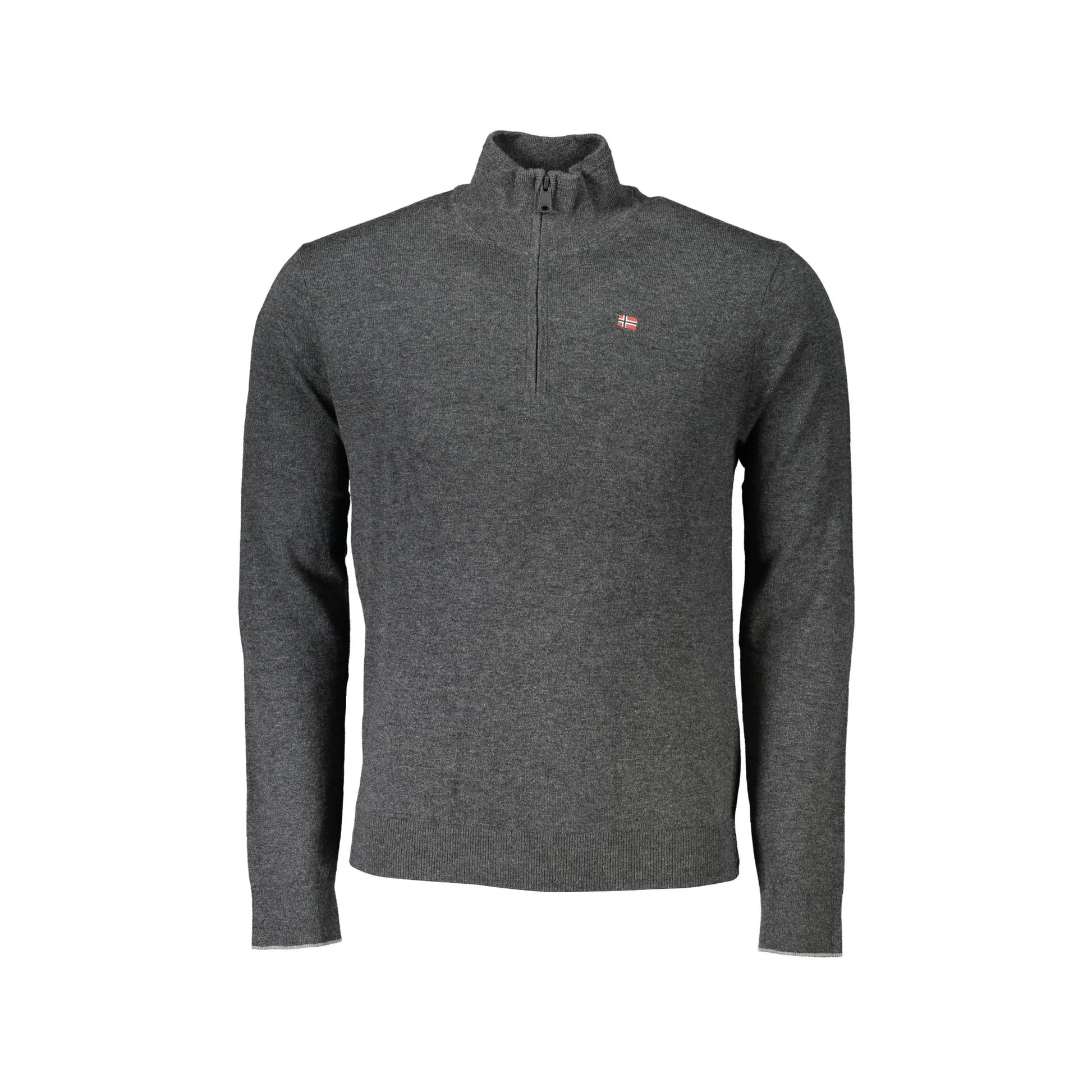 Napapijri Maglione Uomo Grigio Mezzo Zip Ricamo Maglie - foto prodotto