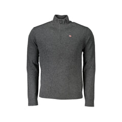 Napapijri Maglione Uomo Grigio Mezzo Zip Ricamo