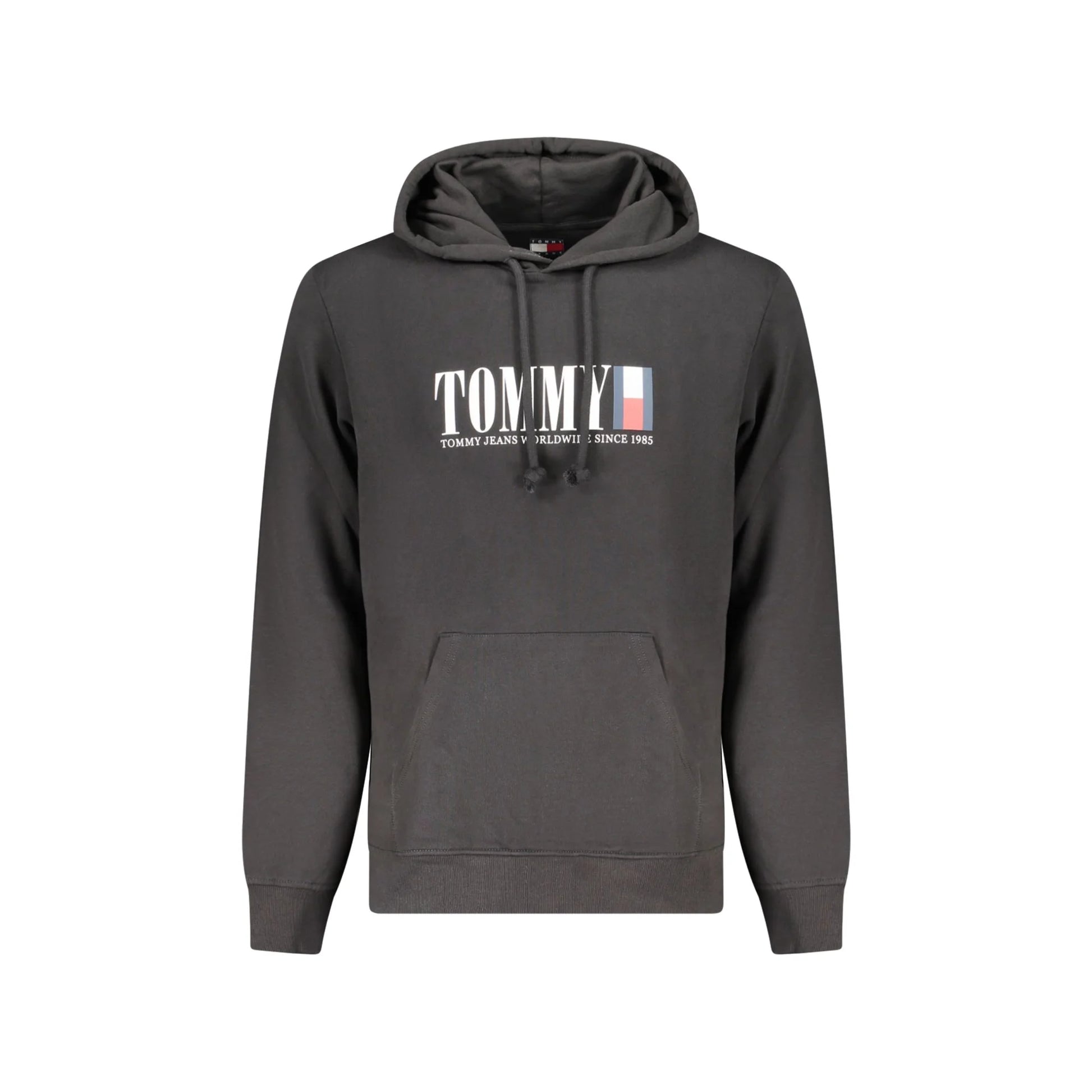 Tommy Hilfiger Felpa Uomo Nera con Cappuccio Garzata Logo Felpe Nero - foto prodotto