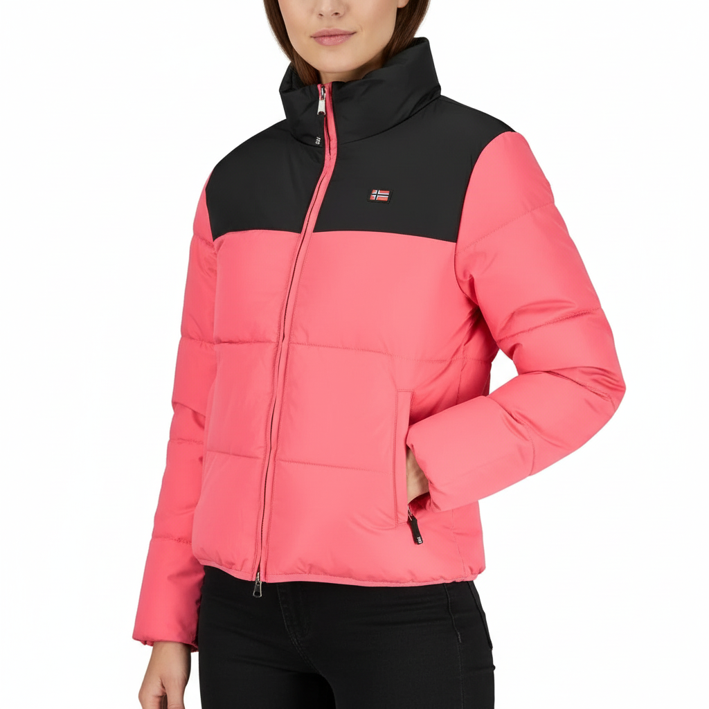 Norway 1963 Giubbotto Donna Rosa Zip Dettagli Contrasto Logo