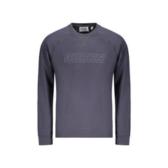 Guess Jeans Felpa Maniche Lunghe Uomo Blu Stampa in Rilievo