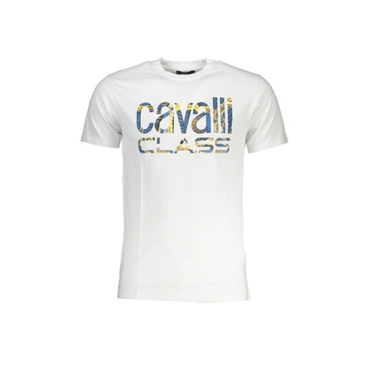 Cavalli Class T-Shirt Maniche Corte Uomo Bianca Stampa Logo Bianco - foto prodotto