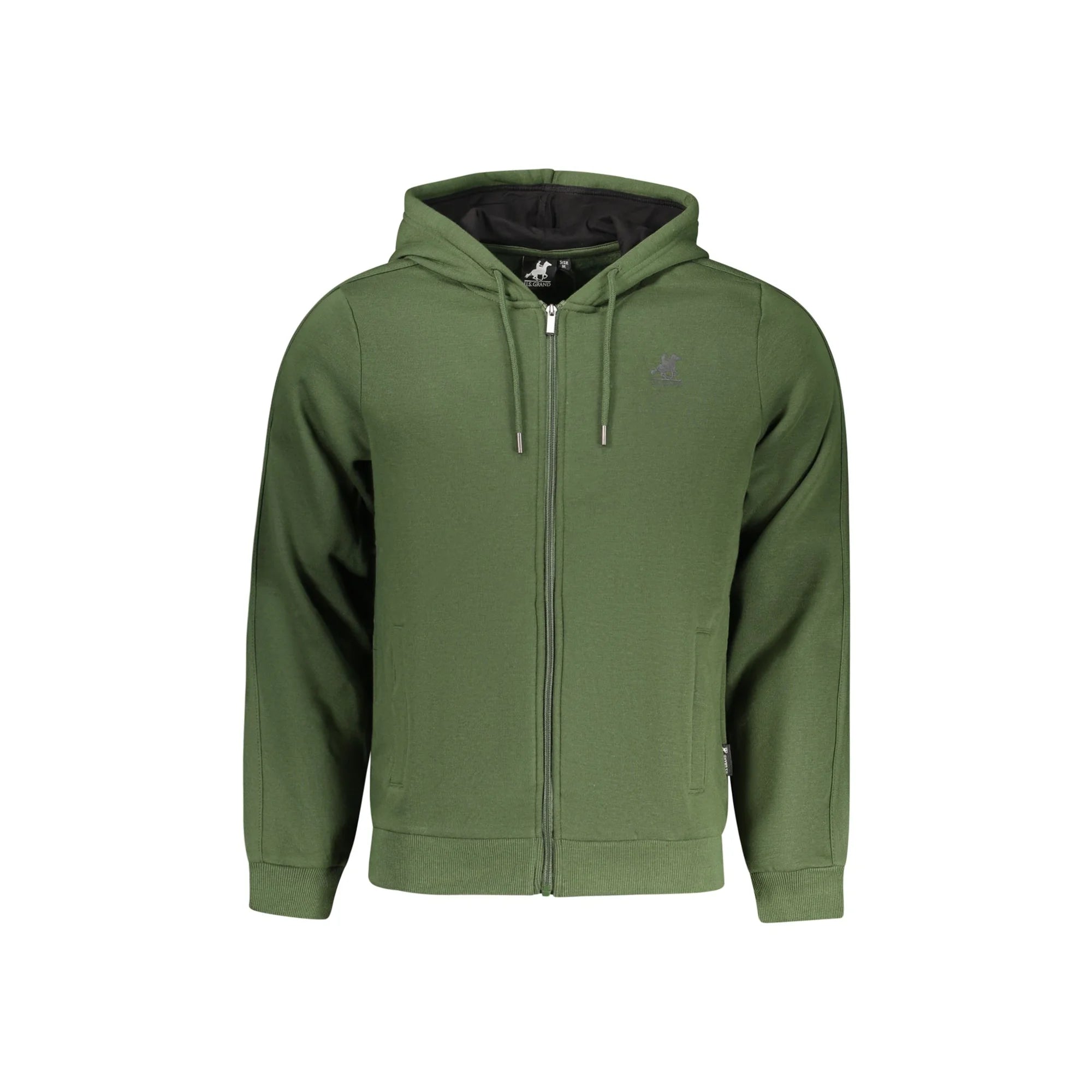U.S. Grand Felpa Uomo Verde Zip Cappuccio Felpata Logo Felpe - foto prodotto