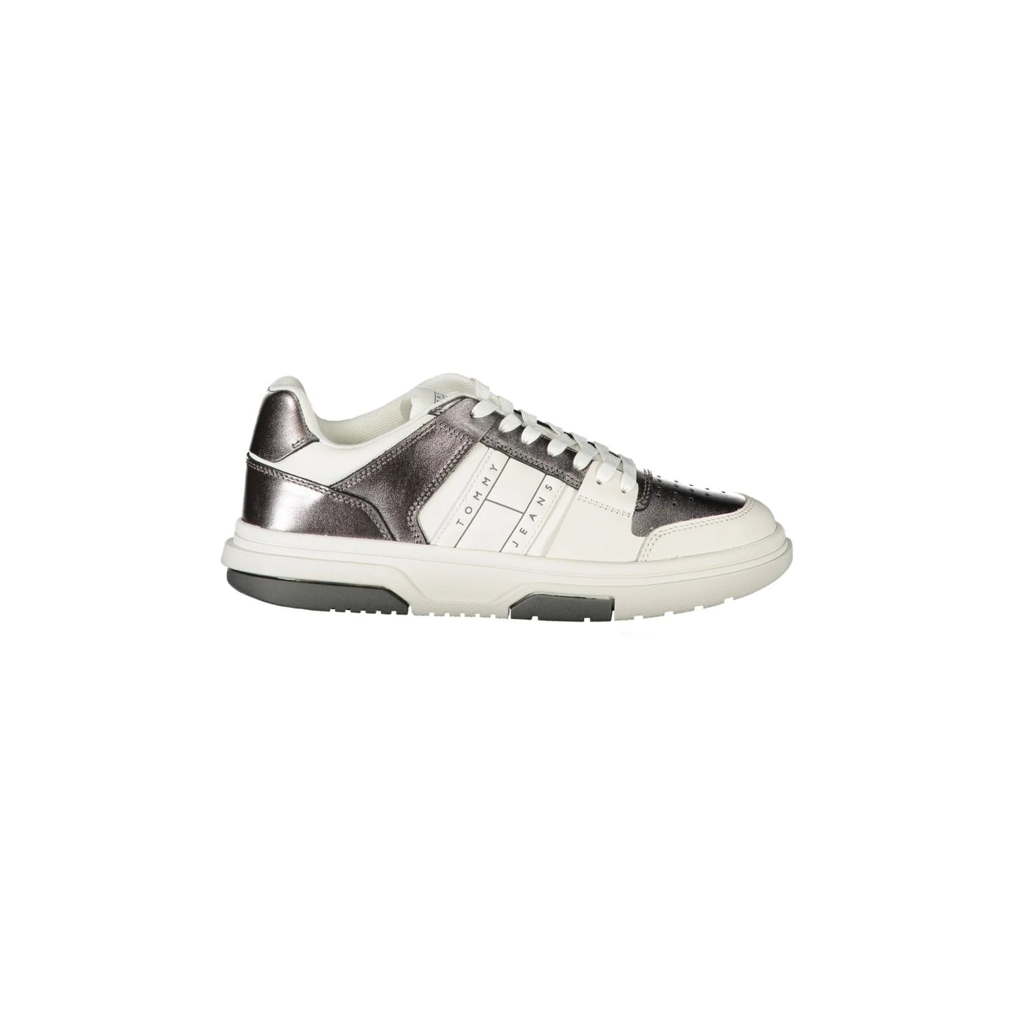 TOMMY HILFIGER Scarpe Sneakers Donna Bianche con Dettagli Argento Bianco - foto prodotto