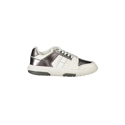 TOMMY HILFIGER Scarpe Sneakers Donna Bianche con Dettagli Argento Bianco - foto prodotto