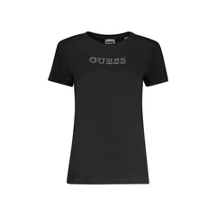 Guess vaqueros camiseta Manga Corta Mujer Negra Aplicaciones Strass Logo