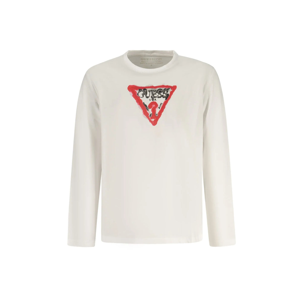 GUESS JEANS T-SHIRT MANICHE LUNGHE BAMBINO BIANCO