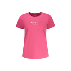 Pepe Jeans T-Shirt Maniche Corte Donna Rosa Stampa Logo