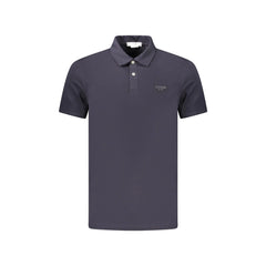 Guess Jeans Polo Maniche Corte Uomo Blu Stampa in Rilievo