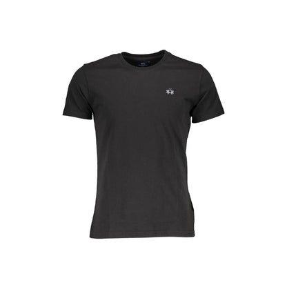 La Martina T-Shirt Maniche Corte Uomo Nera Ricamo Nero - foto prodotto