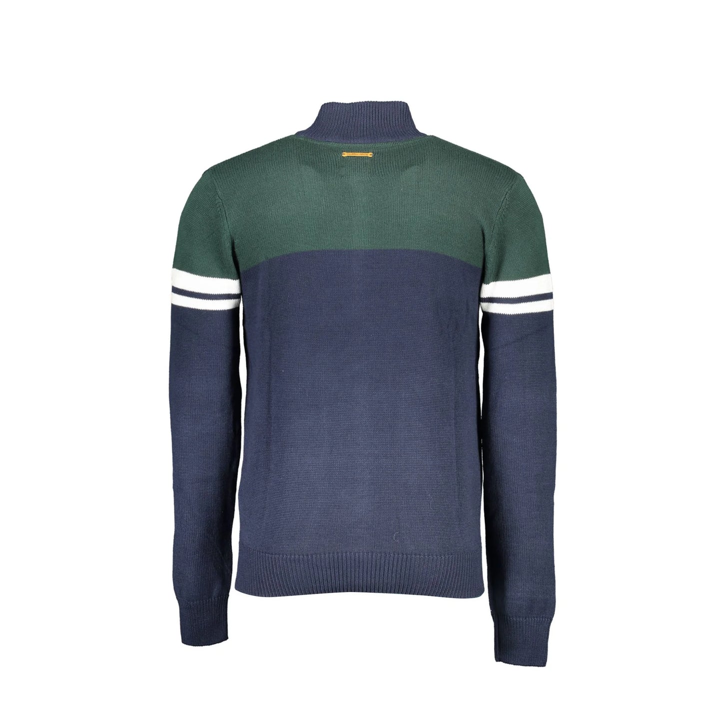 Gian Marco Venturi Cardigan Uomo Blu con Zip Dettagli a Contrasto Logo Maglie - vista 2