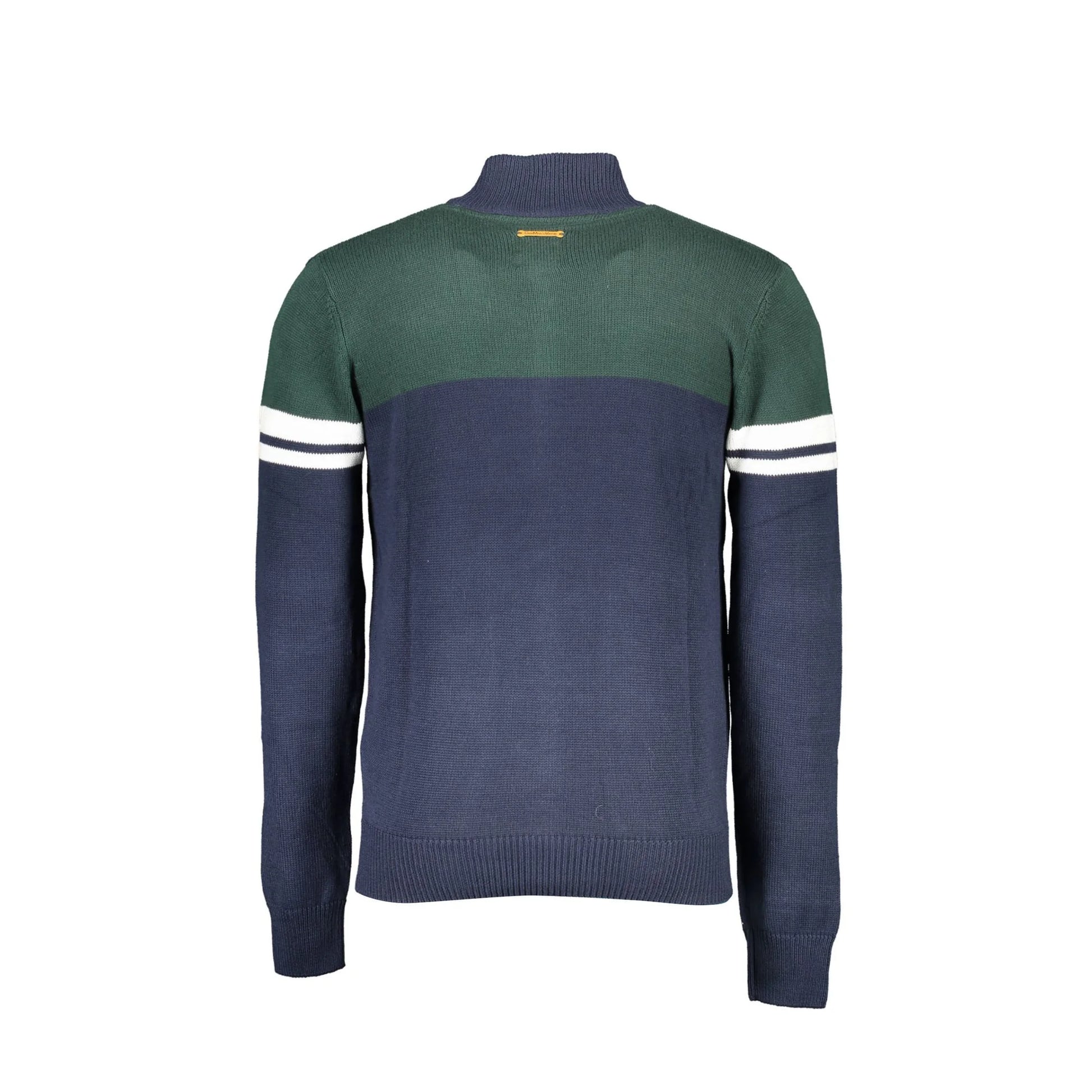 Gian Marco Venturi Cardigan Uomo Blu con Zip Dettagli a Contrasto Logo Maglie - vista 2