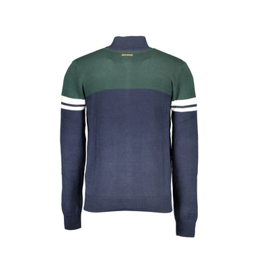 Gian Marco Venturi Cardigan Uomo Blu con Zip Dettagli a Contrasto Logo Maglie - vista 2