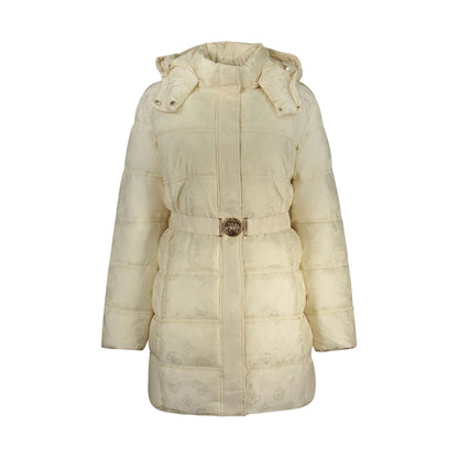 Guess Jeans Giubbotto Donna Lungo Cappuccio Cintura Logo Giubbotti e Giacche Beige - foto prodotto