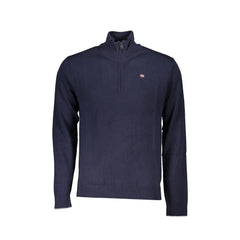 Napapijri Pull Homme Bleu Mi-Fermeture Éclair Manches Longues