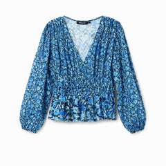 Desigual sweter Damska Niebieska Logo