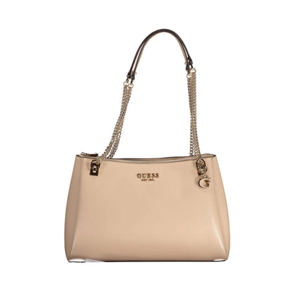 GUESS JEANS Borsa Donna Eliette Beige a Spalla con Catena e Zip Borse - foto prodotto
