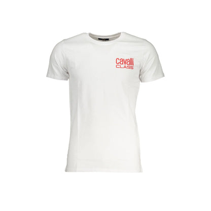 Cavalli Class T-Shirt Maniche Corte Uomo Bianca Stampa Logo Bianco - foto prodotto