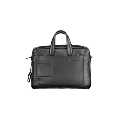 Piquadro Mala de Tiracolo em Pele para Homem Preta com Fecho de Correr