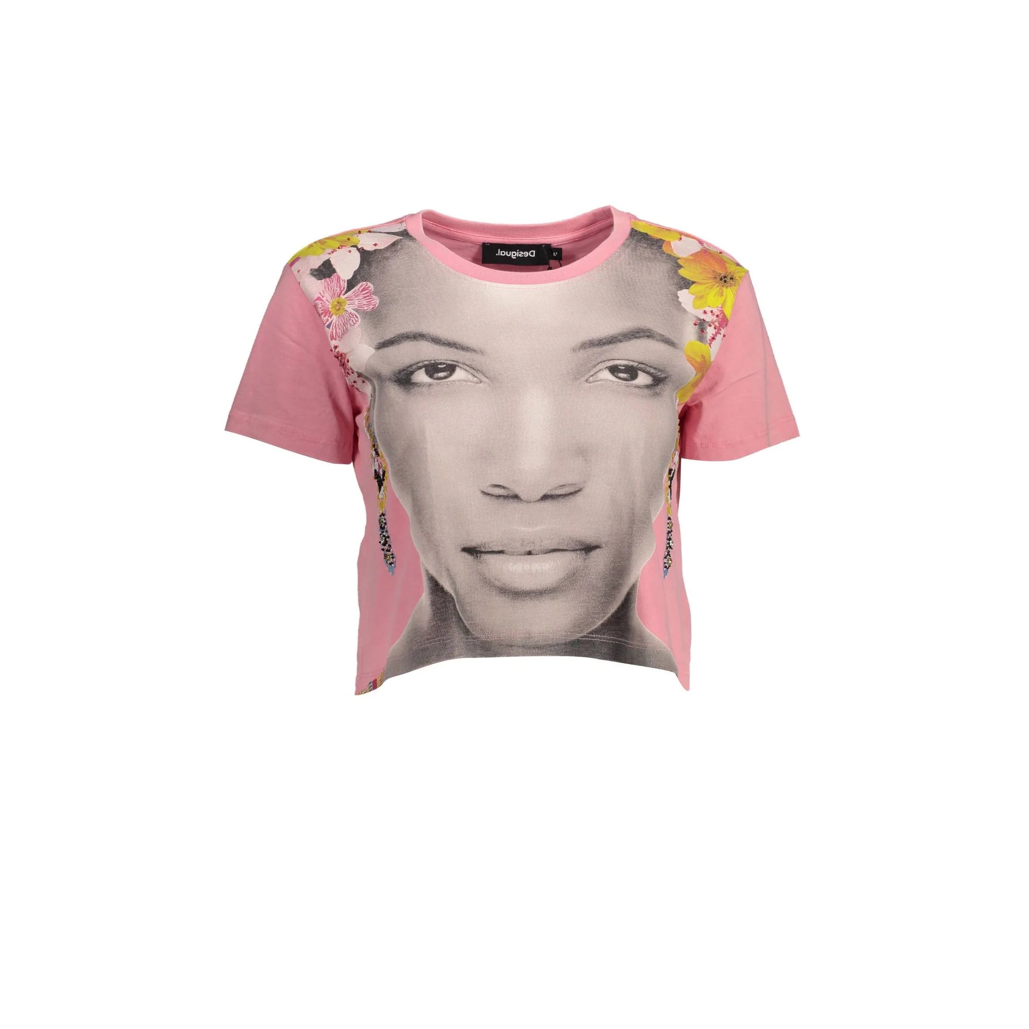 DESIGUAL T-SHIRT MANICHE CORTE DONNA ROSA