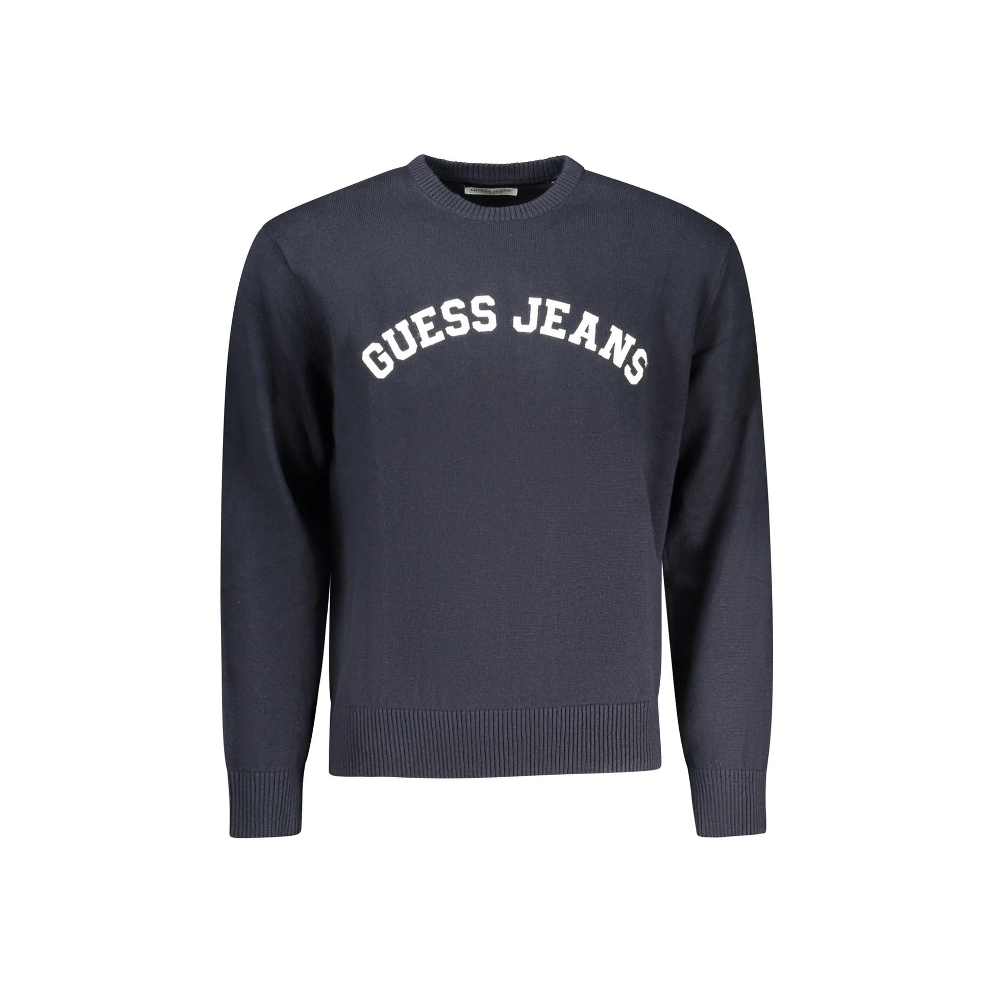 Guess Jeans Maglia Uomo Blu Girocollo Maniche Lunghe Logo Maglie - foto prodotto