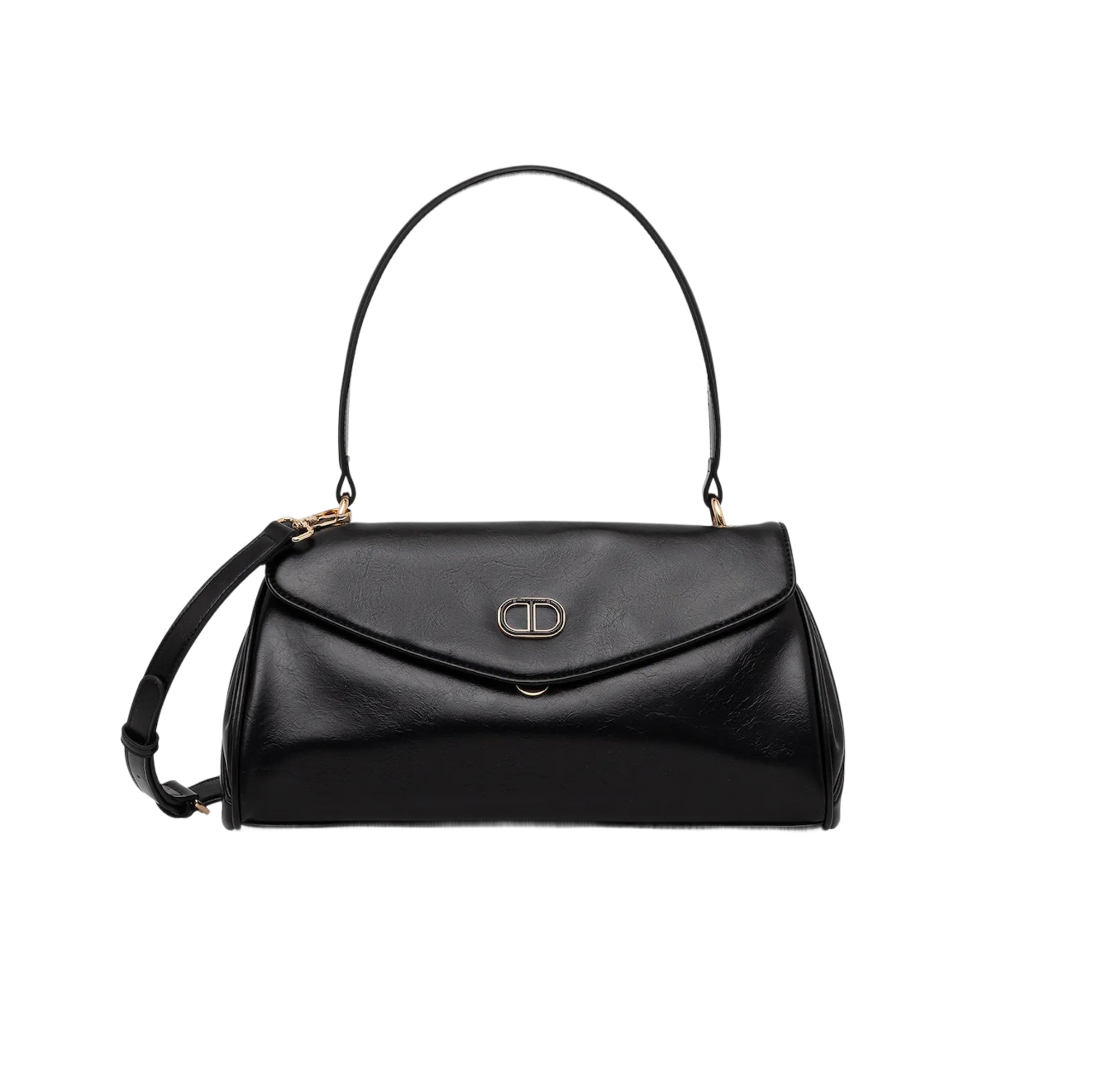 TWINSET Borsa Donna a Mano Nera Top Handle con Tracolla