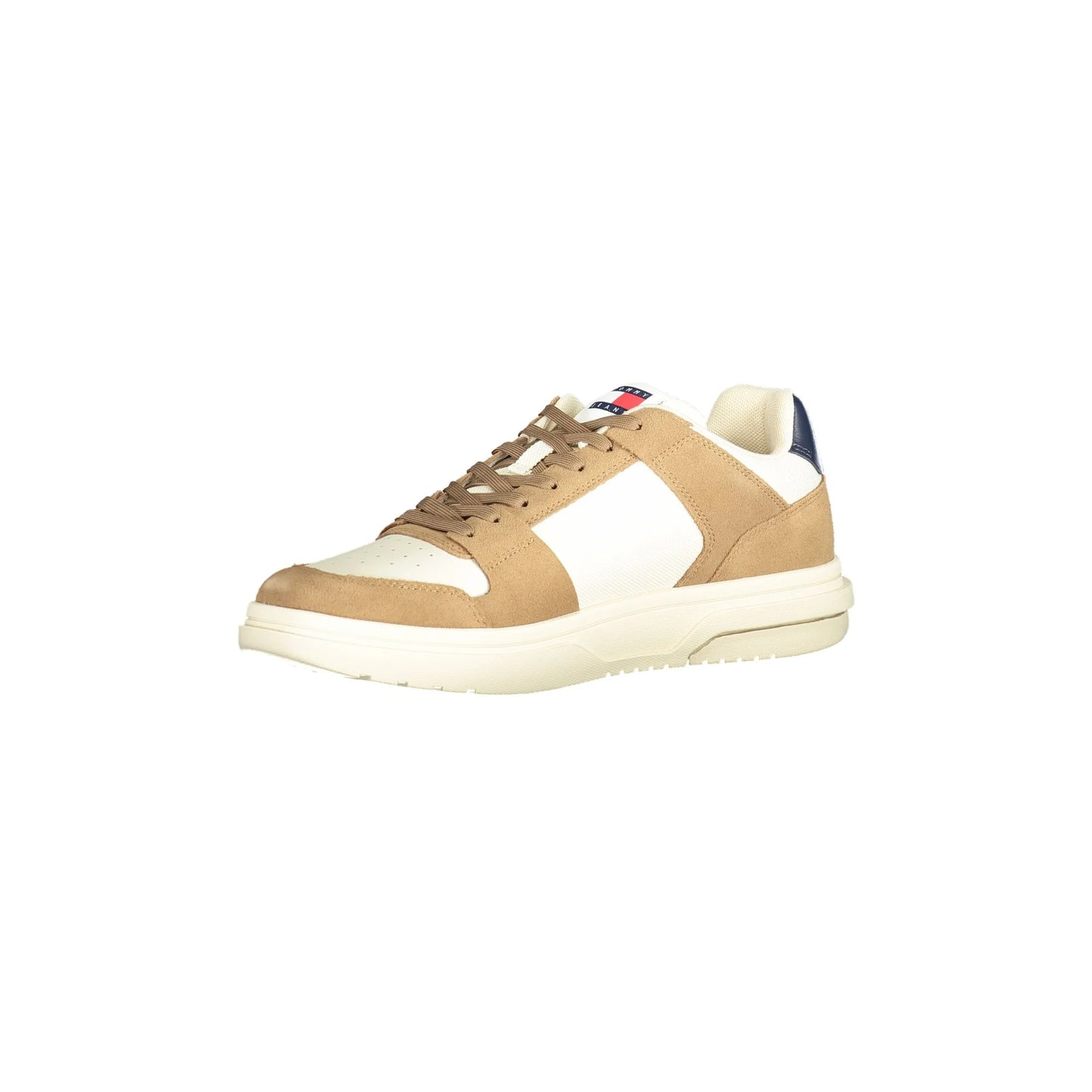 TOMMY HILFIGER Scarpe Sneakers Uomo Beige con Dettagli Marroni e Blu - vista 3