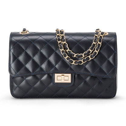 Borsa Donna a Spalla e Tracolla, In Vera Pelle Trapuntata, Made in Italy, Modello Charlotte Parubi Borse Blu Navy - vista 25