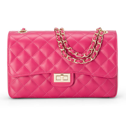 Borsa Donna a Spalla e Tracolla, In Vera Pelle Trapuntata, Made in Italy, Modello Charlotte Parubi Borse Fucsia - vista 41