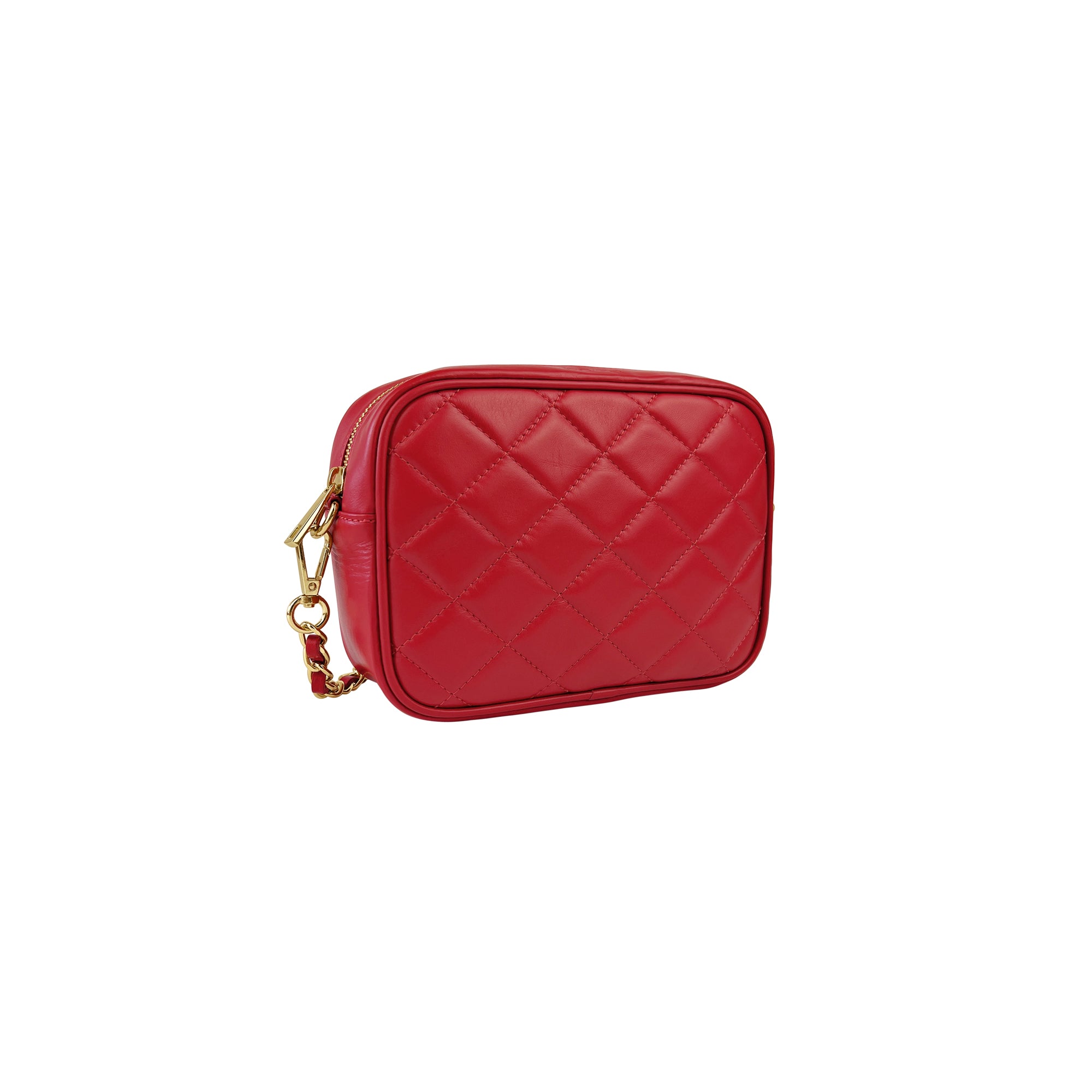 Borsa Donna a Tracolla Trapuntata Rossa, In Vera Pelle, Made in Italy, Nora
