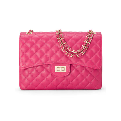Borsa Donna a Spalla Fucsia, in Vera Pelle, Made In Italy, Vivienne Parubi Borse - foto prodotto