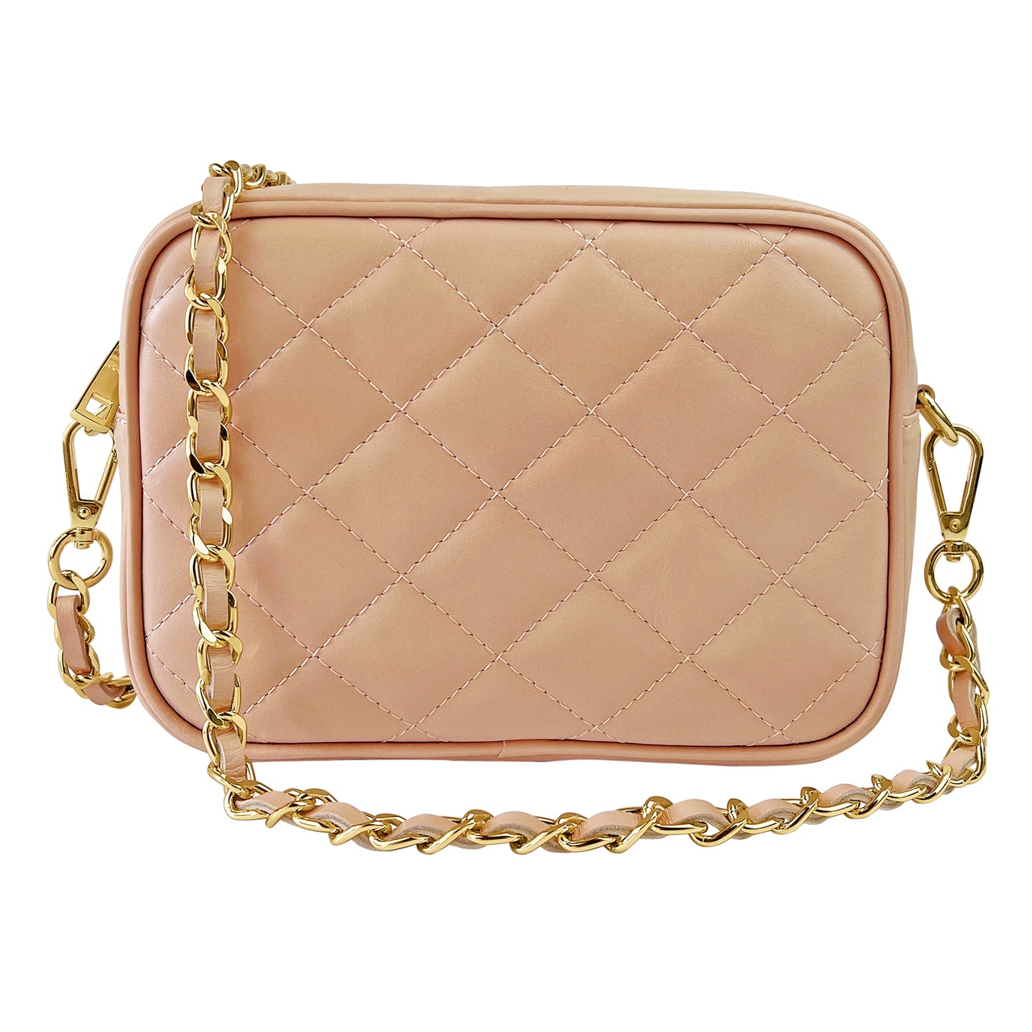 Borsa Donna a Tracolla, In Vera Pelle Trapuntata, Made in Italy, Modello Nora Parubi Borse Rosa Cipria - vista 41